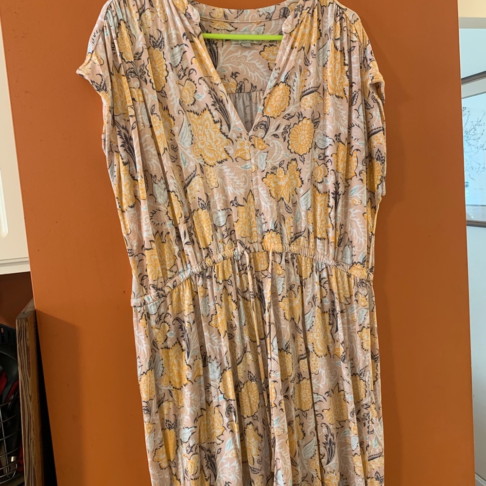 The Loft, XL, split collar short sleeved dress